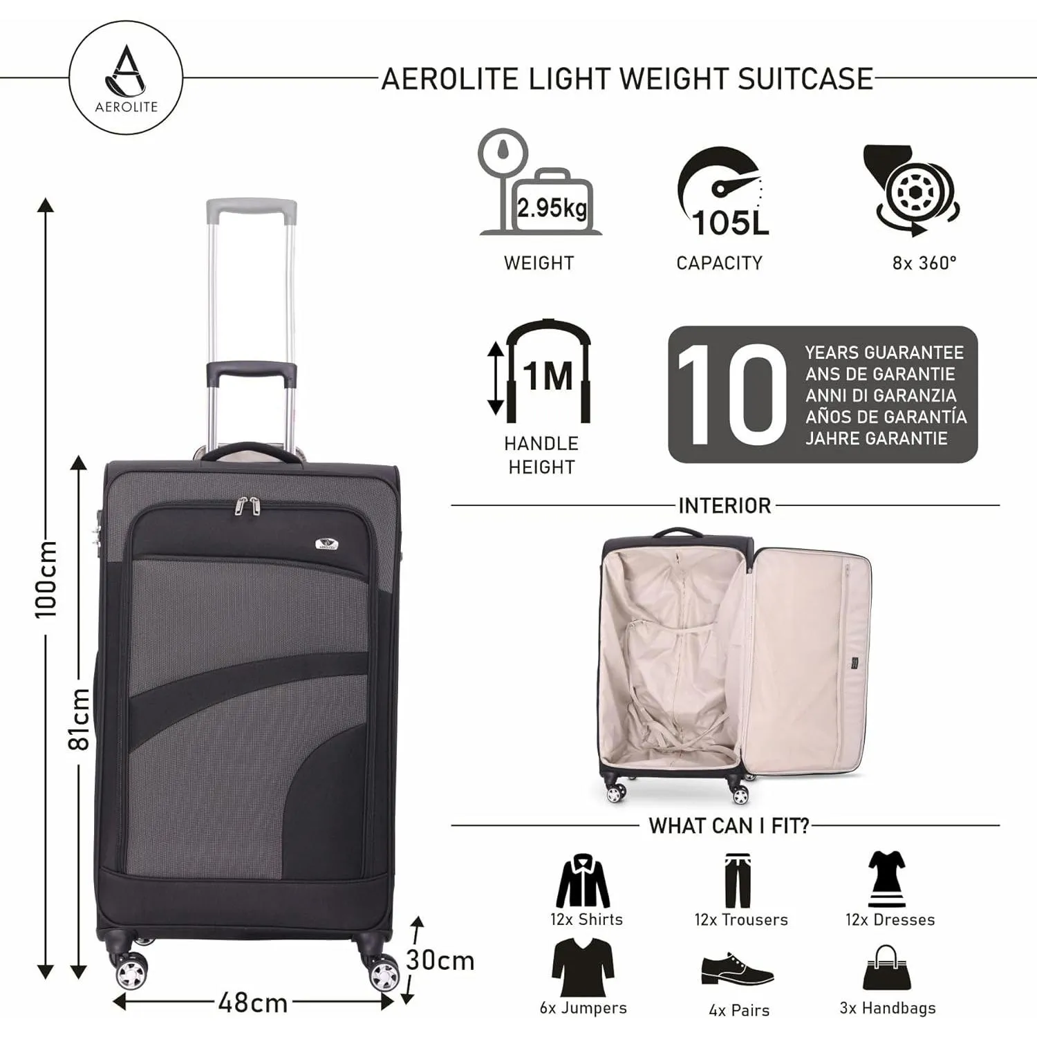 Aerolite Lightweight 55cm 4 Wheel Travel Carry On Hand Cabin Luggage Suitcase Navy Blue Plum Approved for easyJet British Airways Ryanair and More