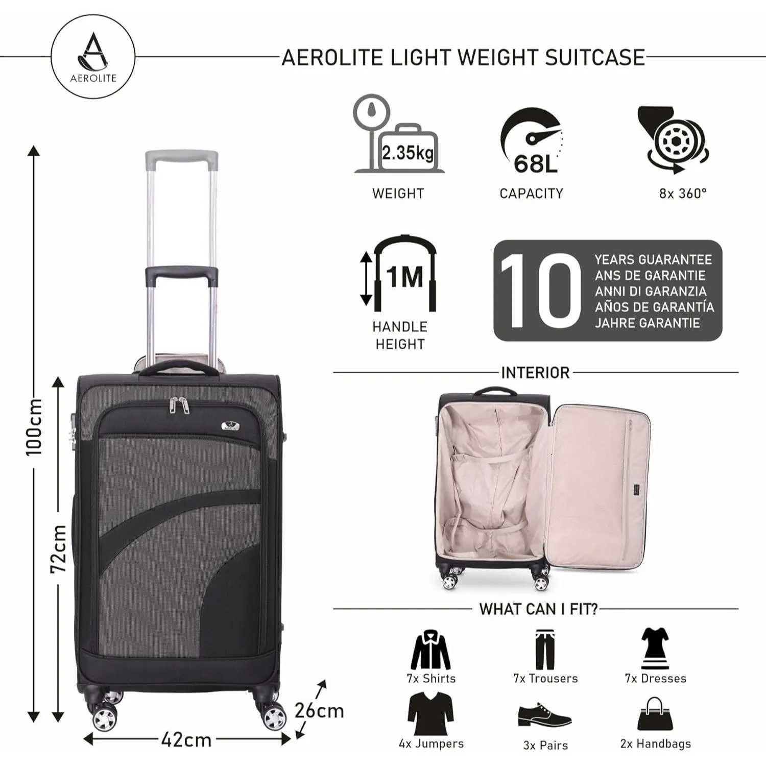 Aerolite Lightweight 55cm 4 Wheel Travel Carry On Hand Cabin Luggage Suitcase Navy Blue Plum Approved for easyJet British Airways Ryanair and More