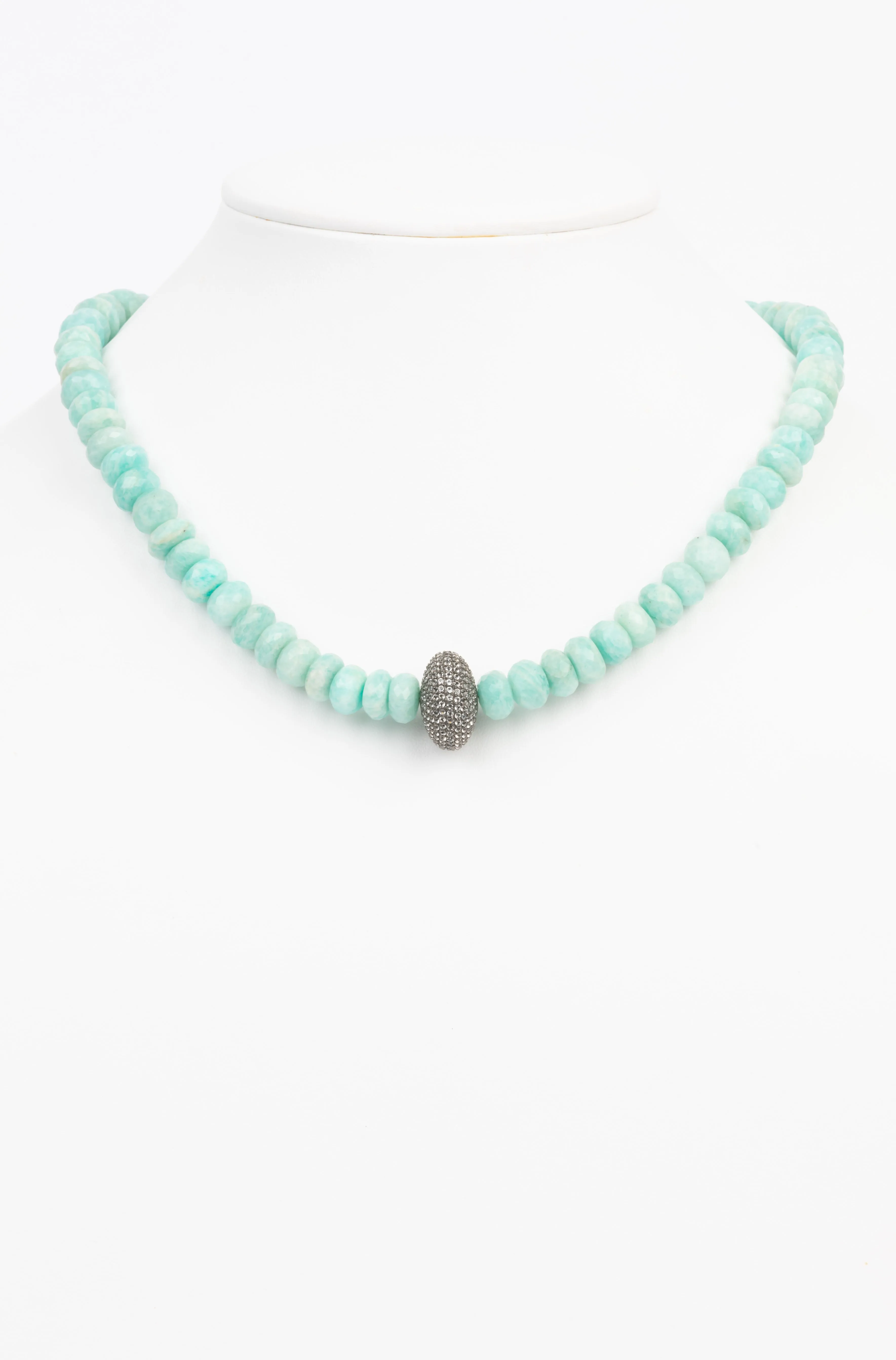 Amazionite, White Topaz Necklace
