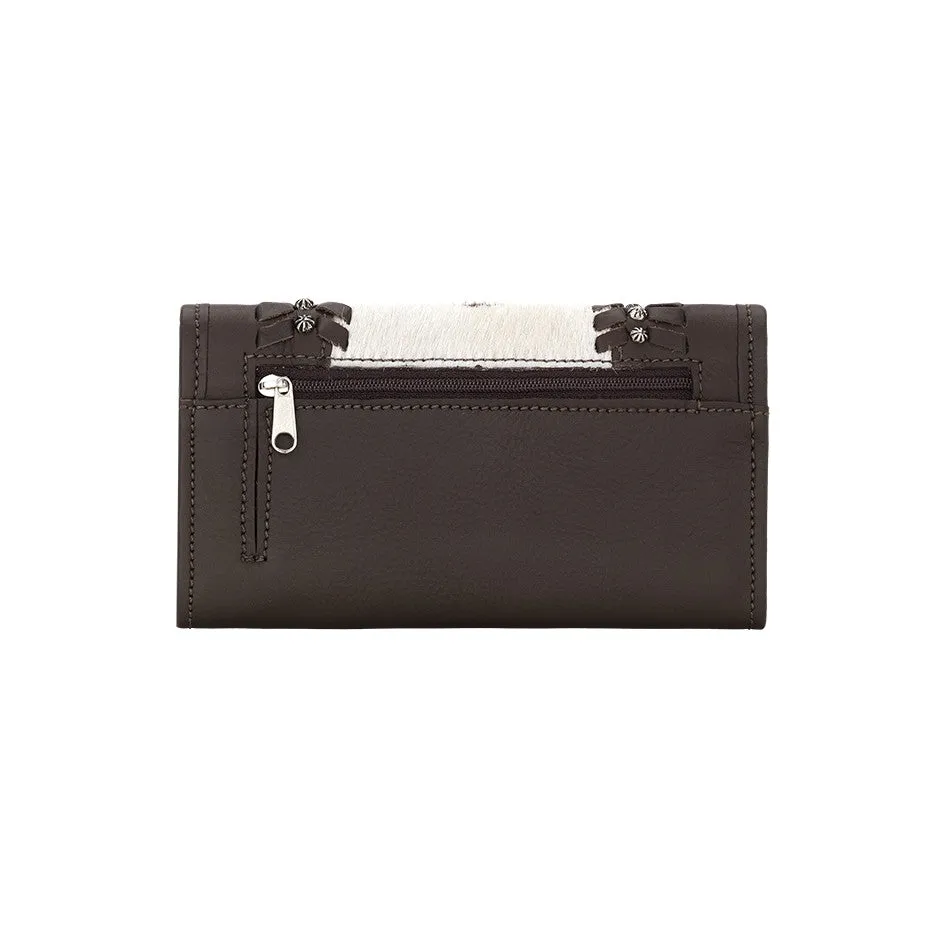 American West Handbag Cow Town Collection: Leather Tri-Fold Western Wallet