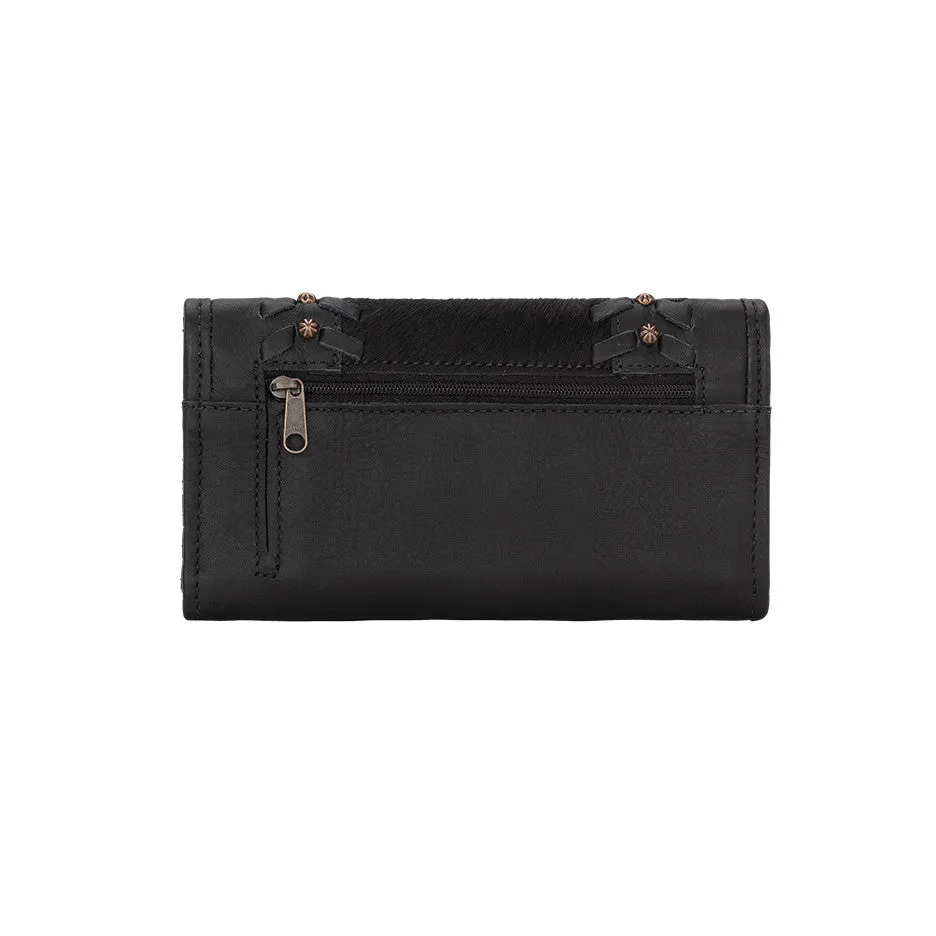 American West Handbag Cow Town Collection: Leather Tri-Fold Western Wallet