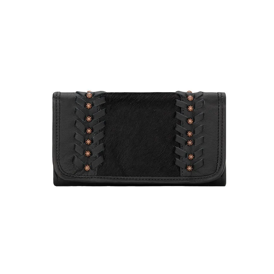American West Handbag Cow Town Collection: Leather Tri-Fold Western Wallet