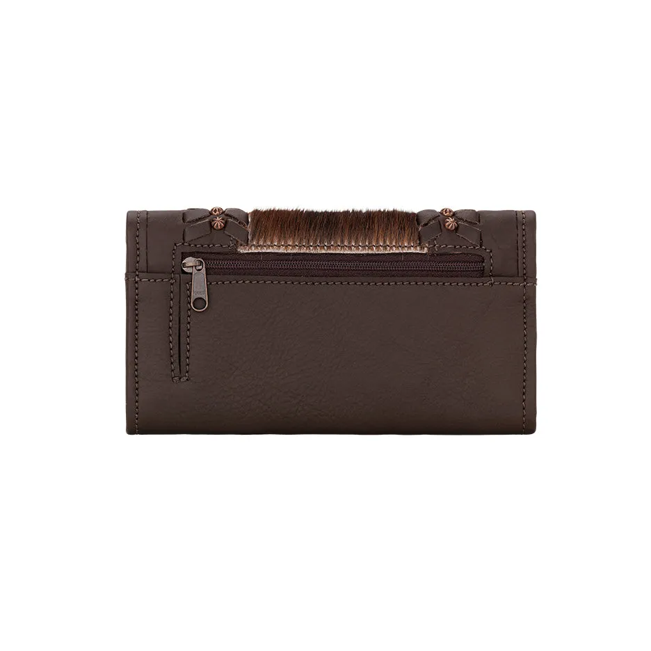 American West Handbag Cow Town Collection: Leather Tri-Fold Western Wallet