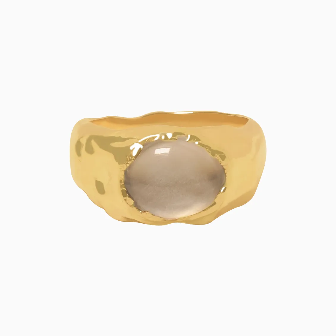 Anillo Bold chevalier orgánico en oro amarillo de 18K con topacio