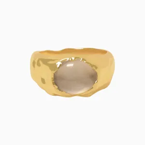 Anillo Bold chevalier orgánico en oro amarillo de 18K con topacio