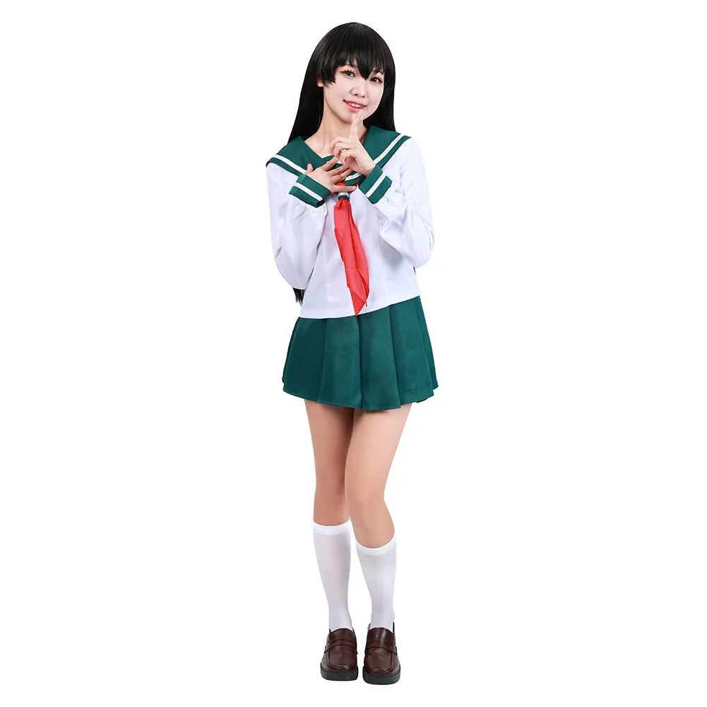 Anime InuYasha Kagome Higurashi Women Girls Uniform Skirt Outfit Cosplay Costume Halloween Carnival Suit