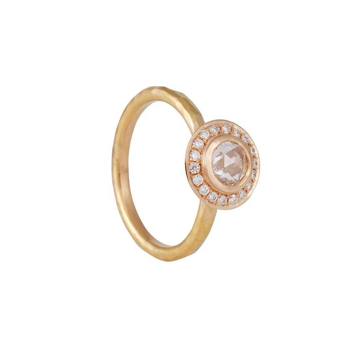 Annie Fensterstock - Rose Cut Diamond in a Halo Setting