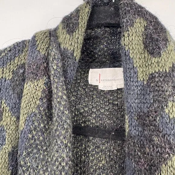 Anthropologie Jensen Women Camo Open Cardigan Duster Sweater Size XL Long Sleeve