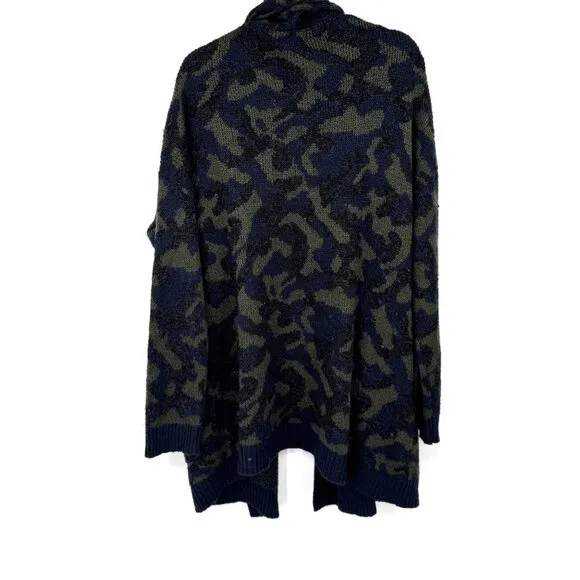Anthropologie Jensen Women Camo Open Cardigan Duster Sweater Size XL Long Sleeve