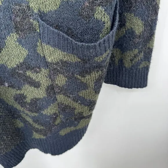 Anthropologie Jensen Women Camo Open Cardigan Duster Sweater Size XL Long Sleeve