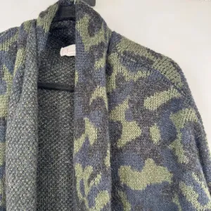 Anthropologie Jensen Women Camo Open Cardigan Duster Sweater Size XL Long Sleeve