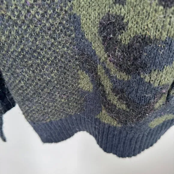 Anthropologie Jensen Women Camo Open Cardigan Duster Sweater Size XL Long Sleeve