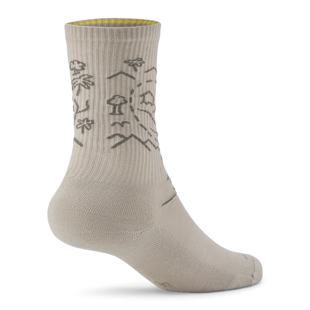 Anytime Crew Sock - Rugged Beige (Hazy Pine) - NZ Map