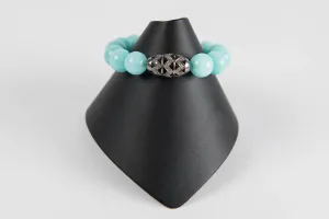 Aqua chalcedony with pave diamond bead