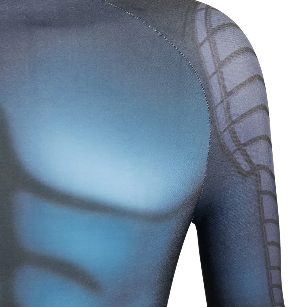 Aquaman Arthur Curry Adult Blue Printed Jumpsuit Cosplay Costume Outfits Halloween Carnival Suit