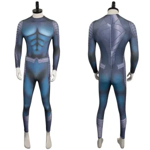 Aquaman Arthur Curry Adult Blue Printed Jumpsuit Cosplay Costume Outfits Halloween Carnival Suit