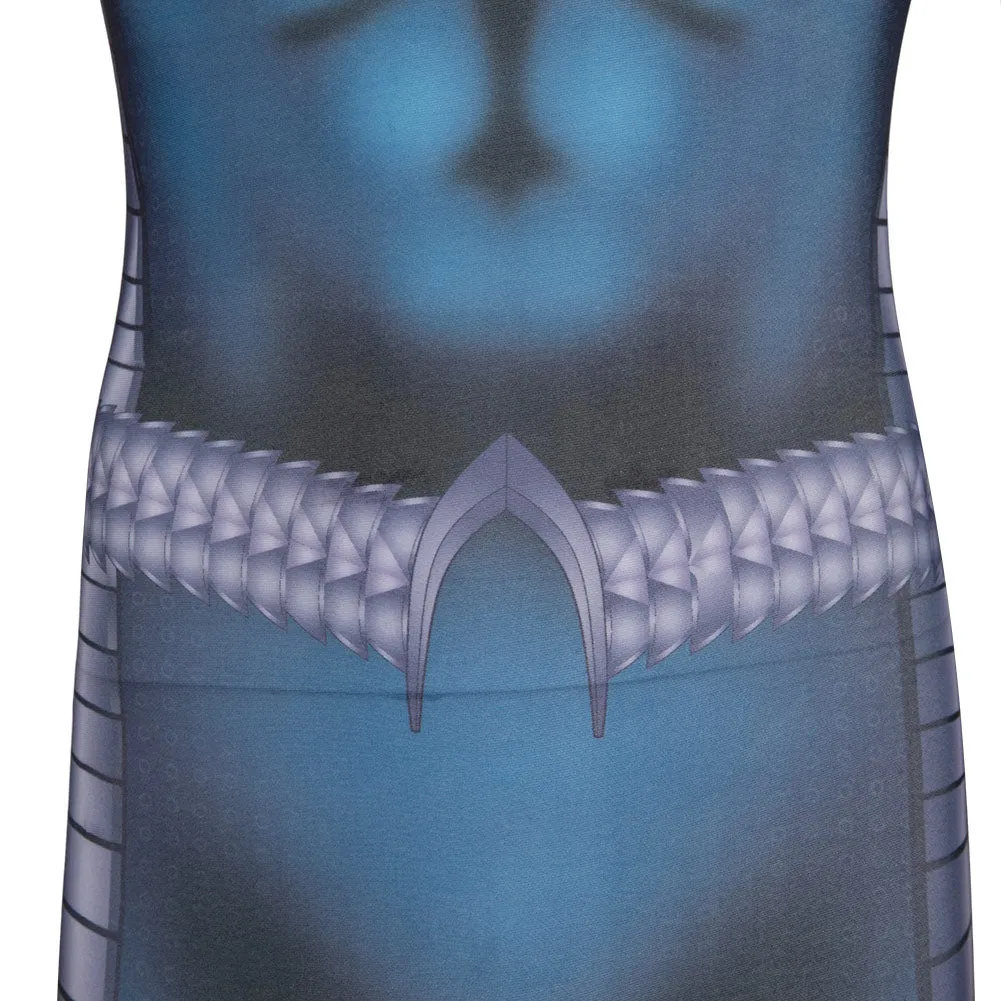 Aquaman Arthur Curry Adult Blue Printed Jumpsuit Cosplay Costume Outfits Halloween Carnival Suit