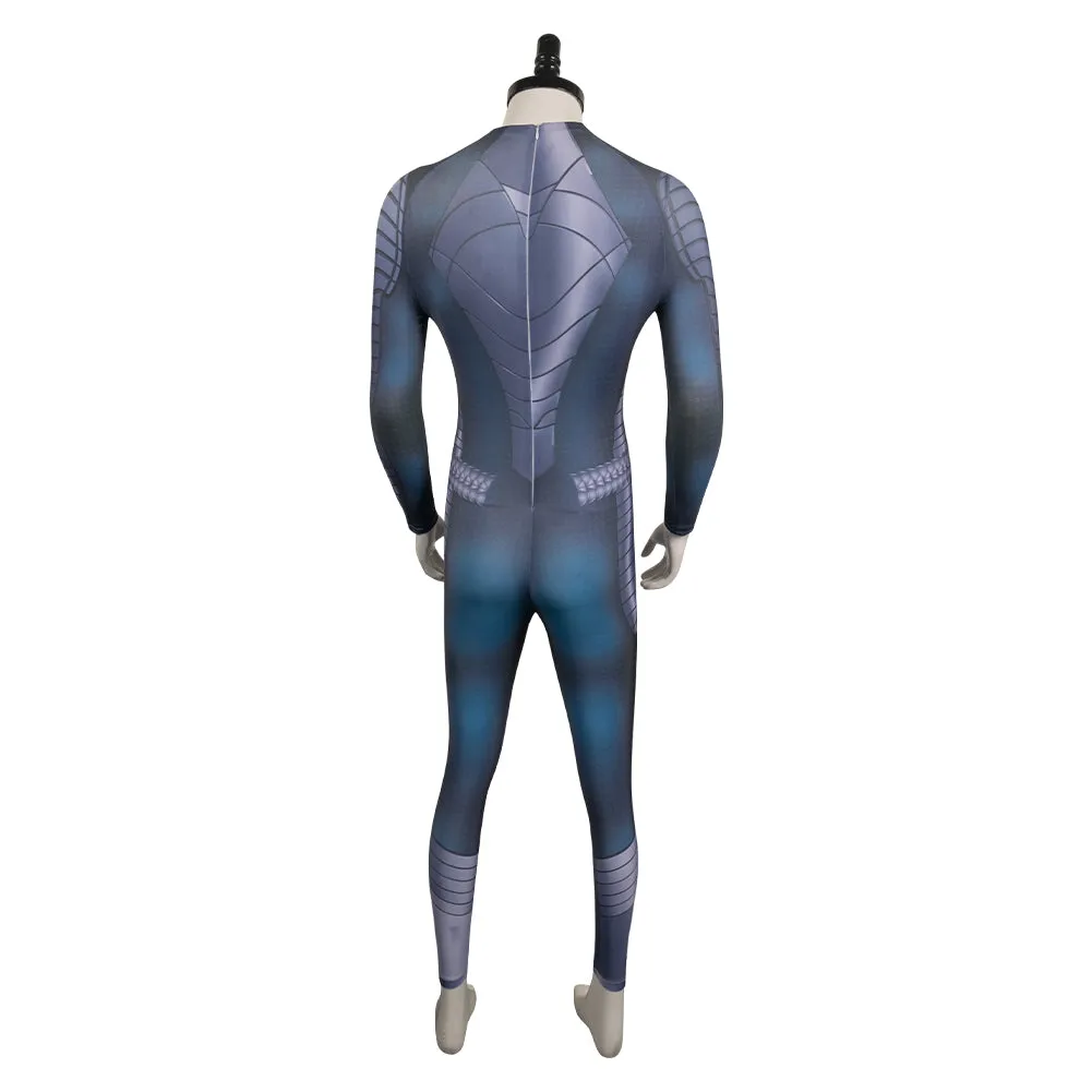 Aquaman Arthur Curry Adult Blue Printed Jumpsuit Cosplay Costume Outfits Halloween Carnival Suit