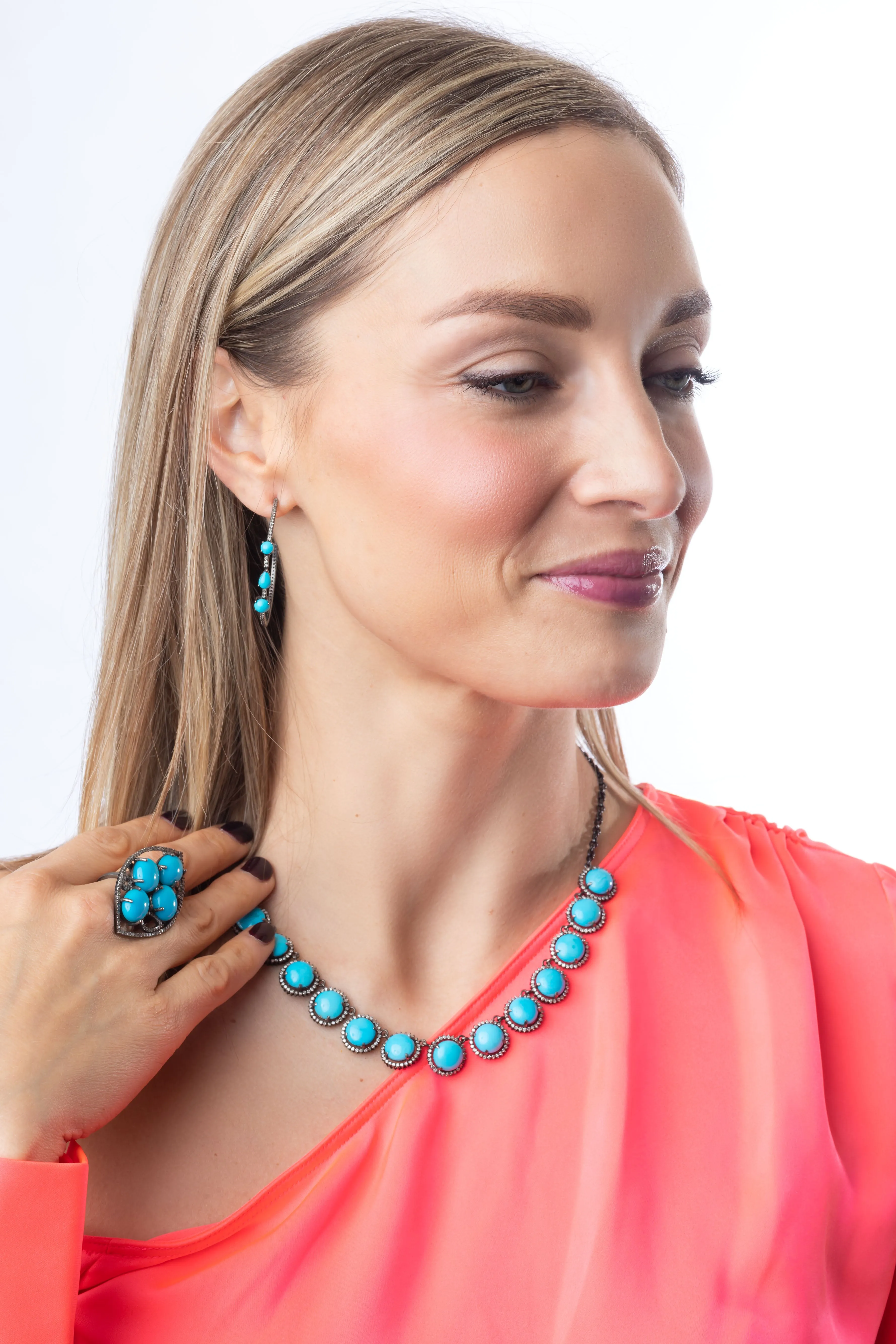 Arizona Turquoise, Pave Diamond Necklace