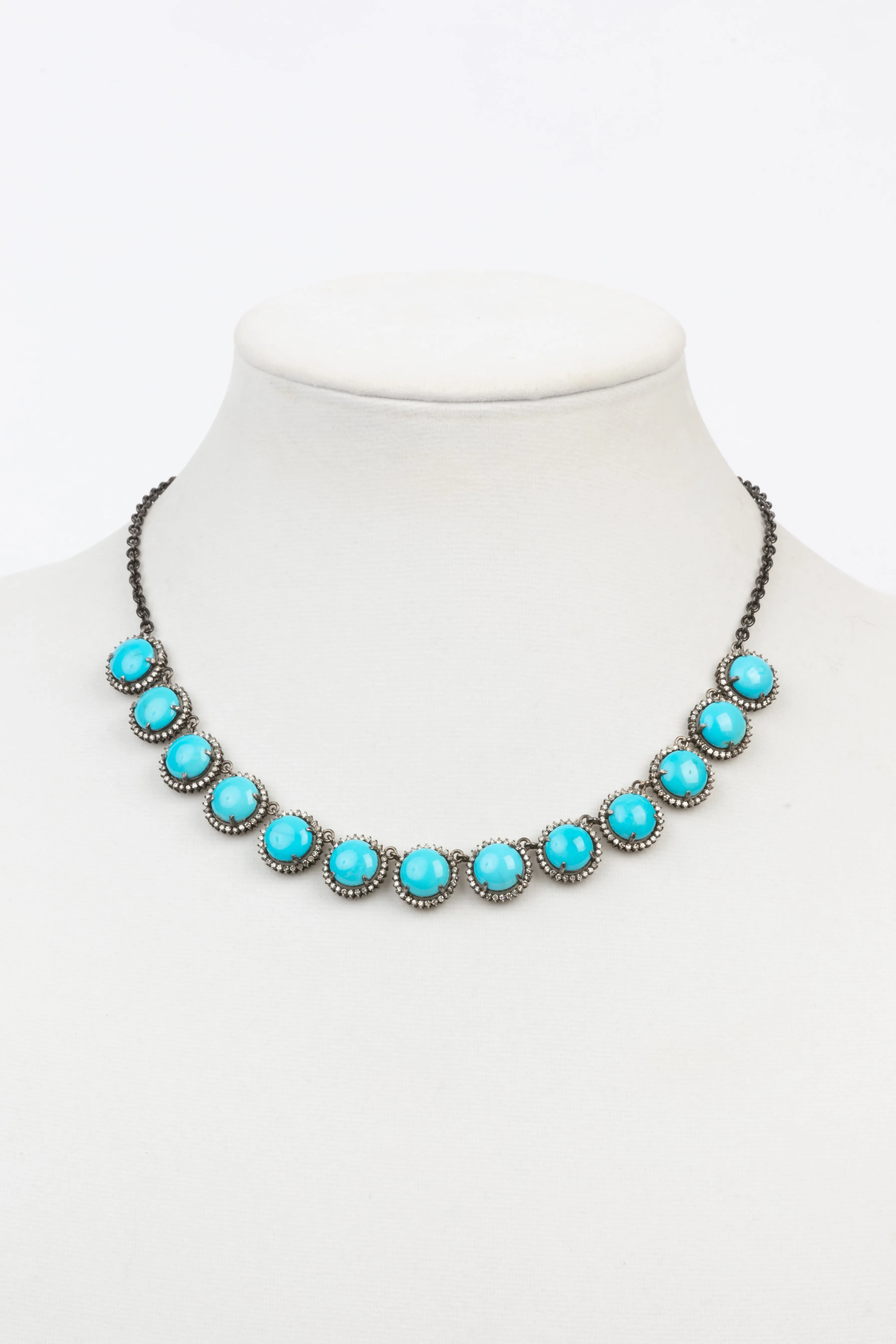 Arizona Turquoise, Pave Diamond Necklace