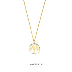 Aucielle - Pendentif - Arbre de vie, Or Jaune et Blanc (AH0096L)