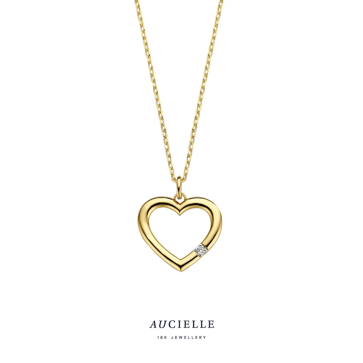Aucielle - Pendentif - Cœur, Or Jaune et Diamant (AH0038D)