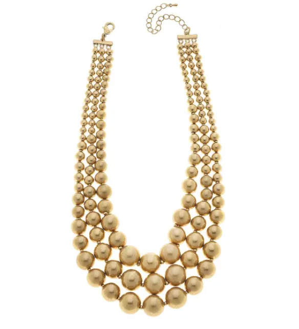 Audrey Layered Statement Necklace - Worn Gold