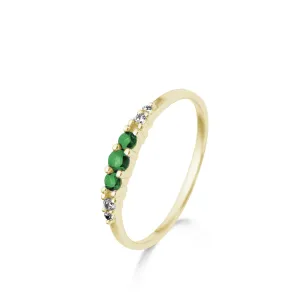 Bague avec motif - Or Jaune, Diamants et Emeraude(064792/EA)