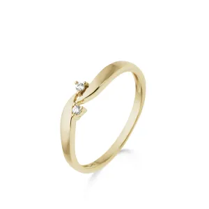 Bague avec motif - Or Jaune et Blanc, Diamants (066648A)