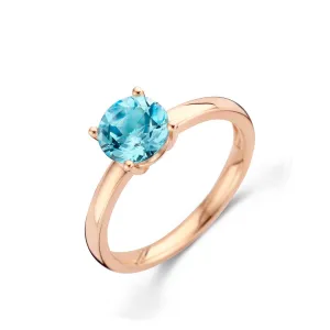 Bague avec motif - Or Rose, Topaze bleue (064993/T)