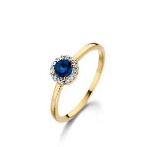 Bague entourage - Or Jaune et Blanc, Saphir Bleu (057470/S)