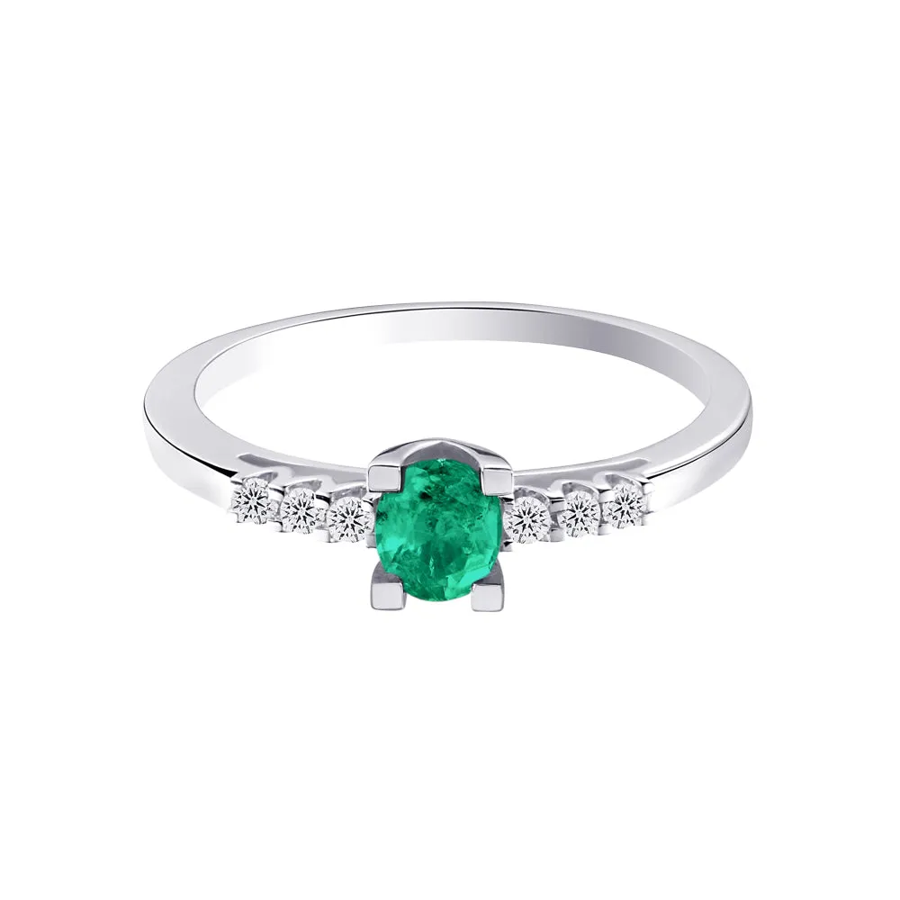 Bague Garel Tara - Or Blanc, Emeraude et Diamants (15BW12EG)