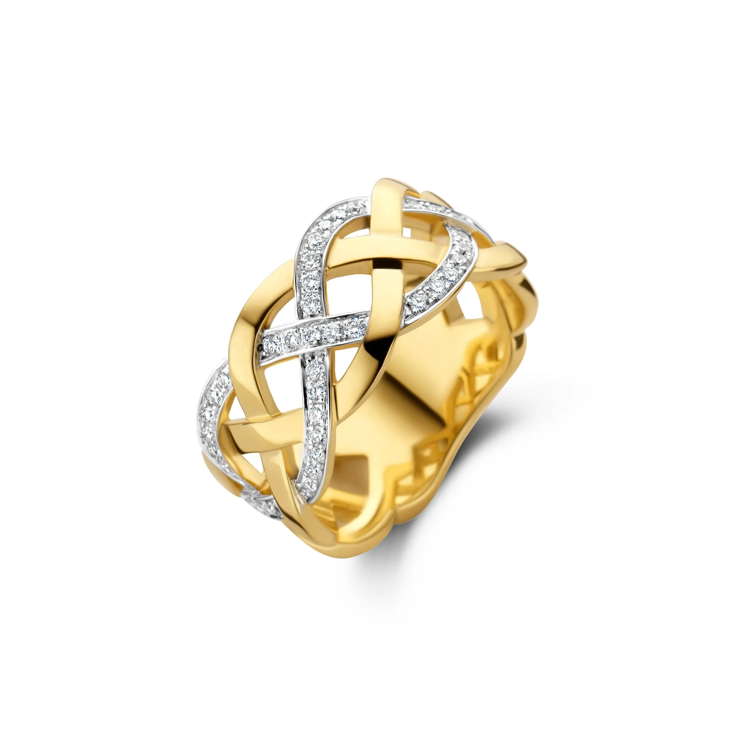 Bague multiples anneaux - Or Jaune et Blanc, Diamants (064474/A)