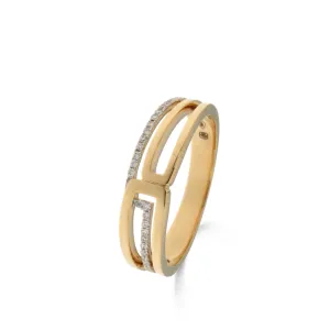 Bague multiples anneaux - Or Jaune et Blanc, Diamants (065646/A)