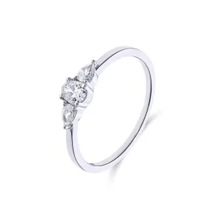 Bague solitaire accompagné - Or Blanc, Diamants (063681/A)
