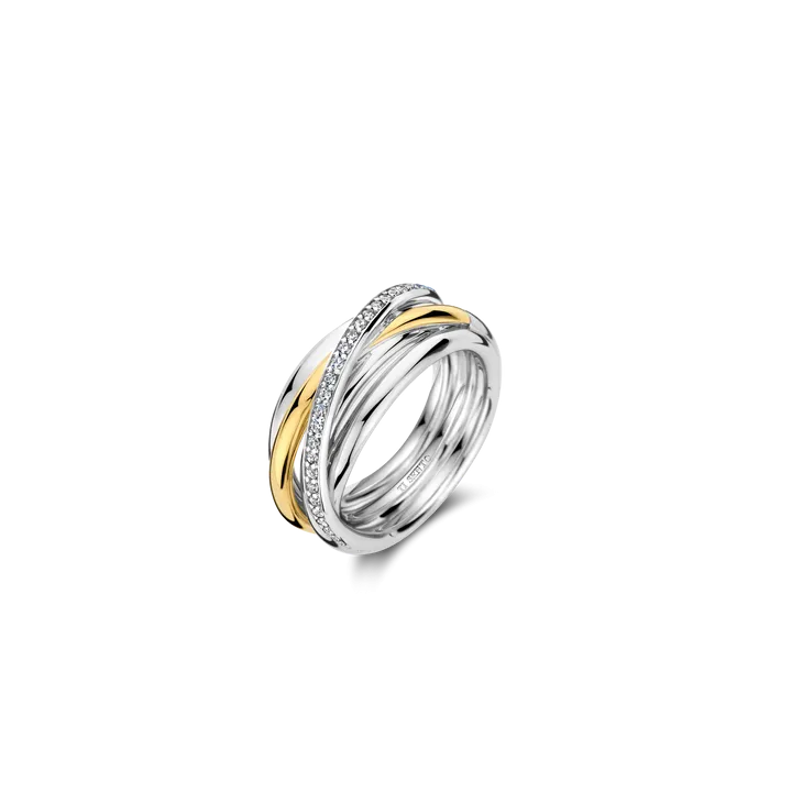 Bague TI SENTO - Argent Bicolore Doré, Zircons (12318ZY)