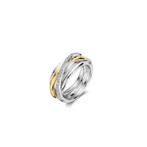Bague TI SENTO - Argent Bicolore Doré, Zircons (12318ZY)