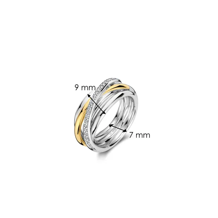 Bague TI SENTO - Argent Bicolore Doré, Zircons (12318ZY)