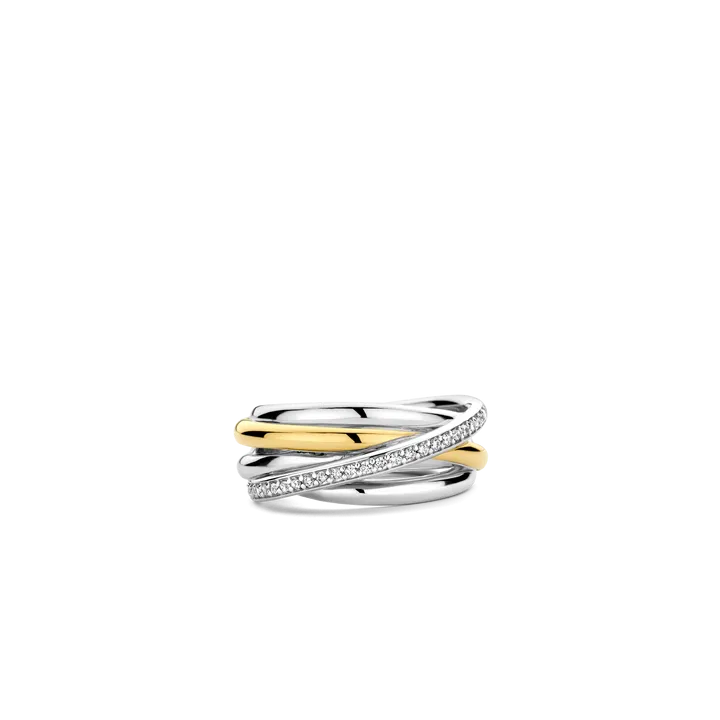 Bague TI SENTO - Argent Bicolore Doré, Zircons (12318ZY)