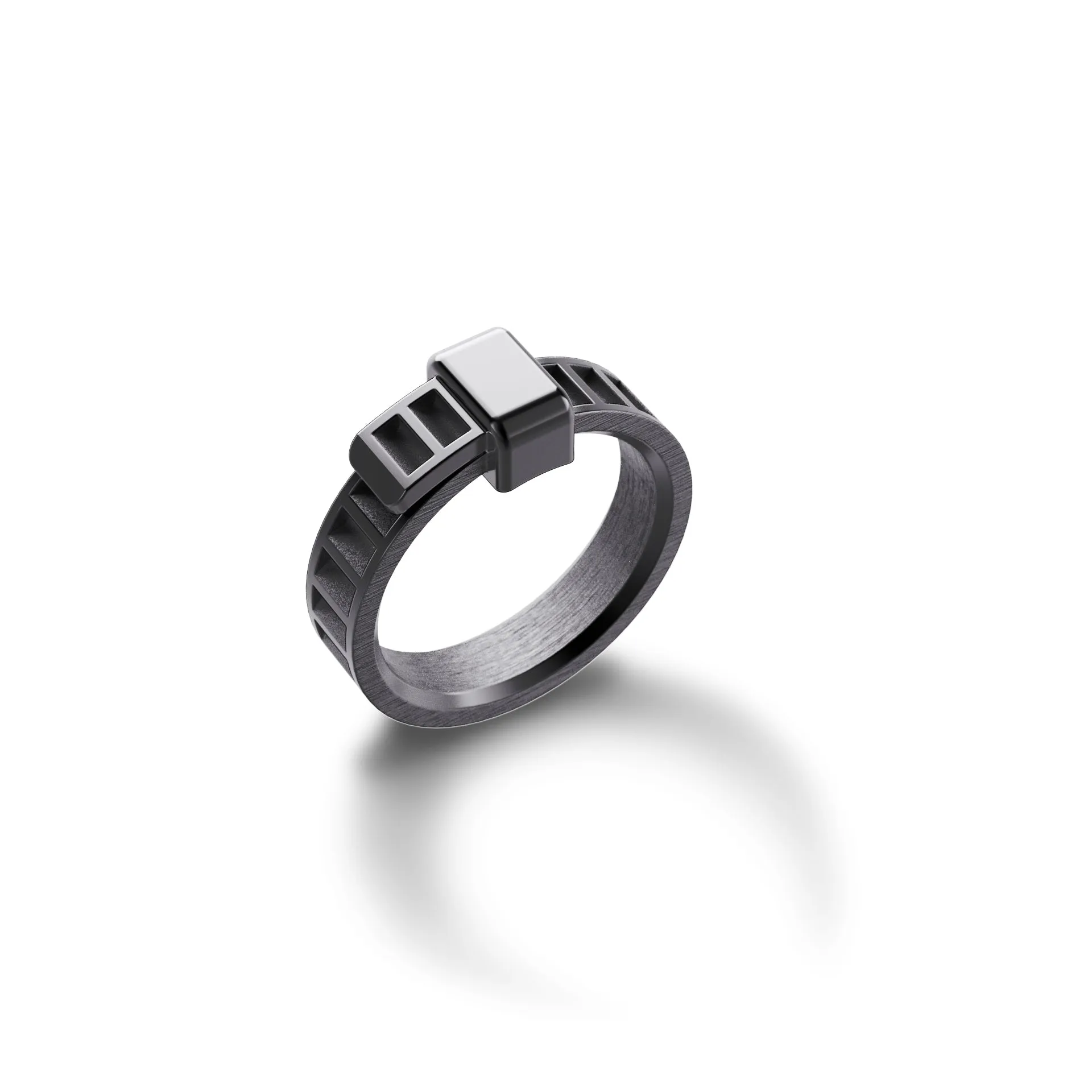 Bague Unknow Brand - Bind me, Argent Noir DLC (BMAN30)