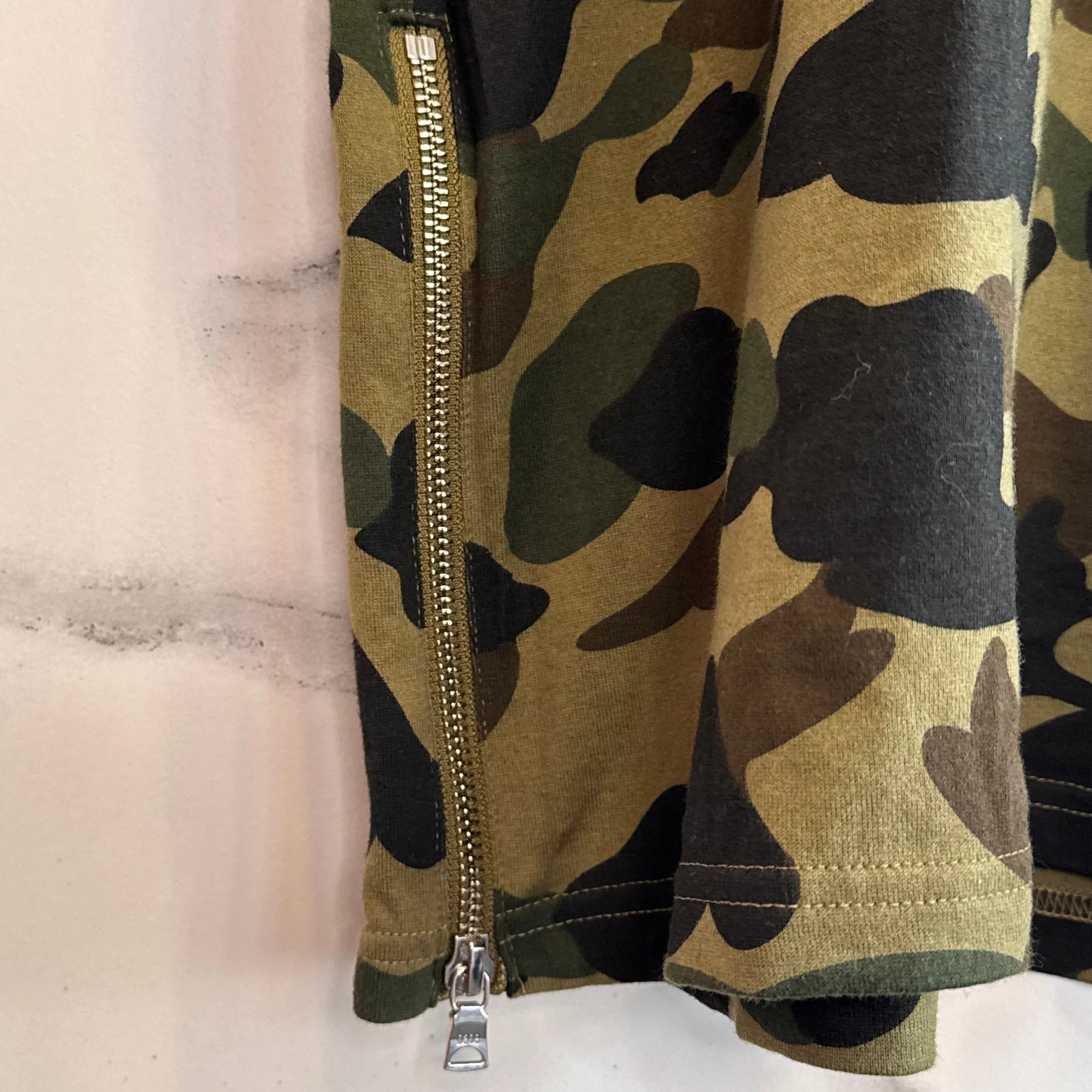 Bape Camo Double Bottom Zip Tee ‘Green Camo’ Size L