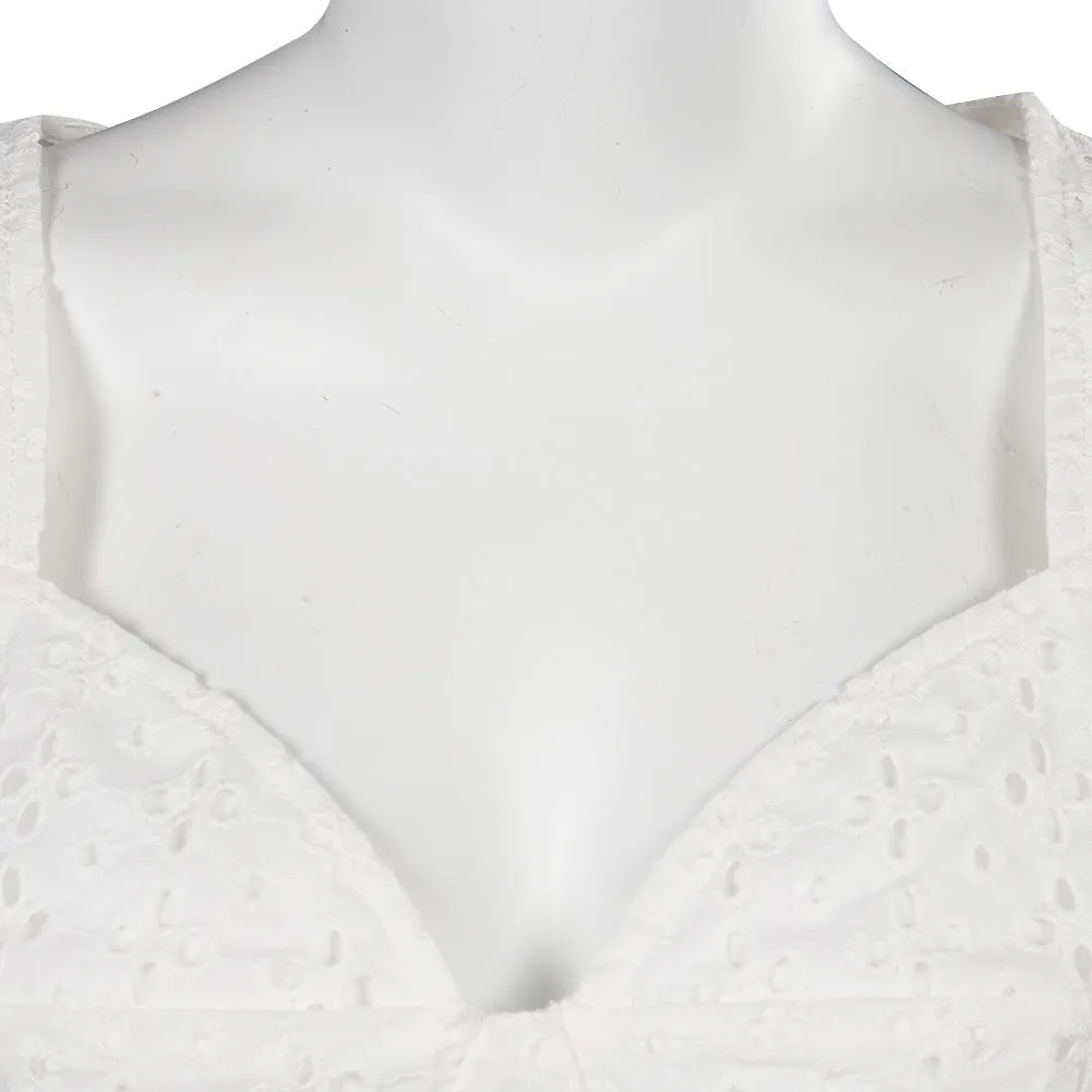 Barbie 2023 Margot Robbie Puff Sleeves White Cropped Top Cosplay Costume Halloween Carnival