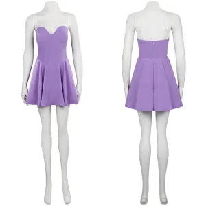 Barbie 2023 The Writer Barbie Purple Dress Cosplay Costume Halloween Carnival Suit