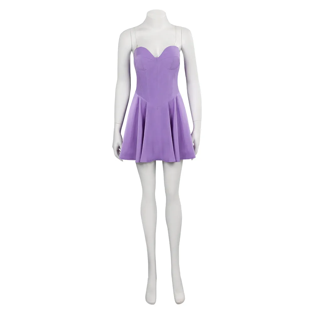 Barbie 2023 The Writer Barbie Purple Dress Cosplay Costume Halloween Carnival Suit