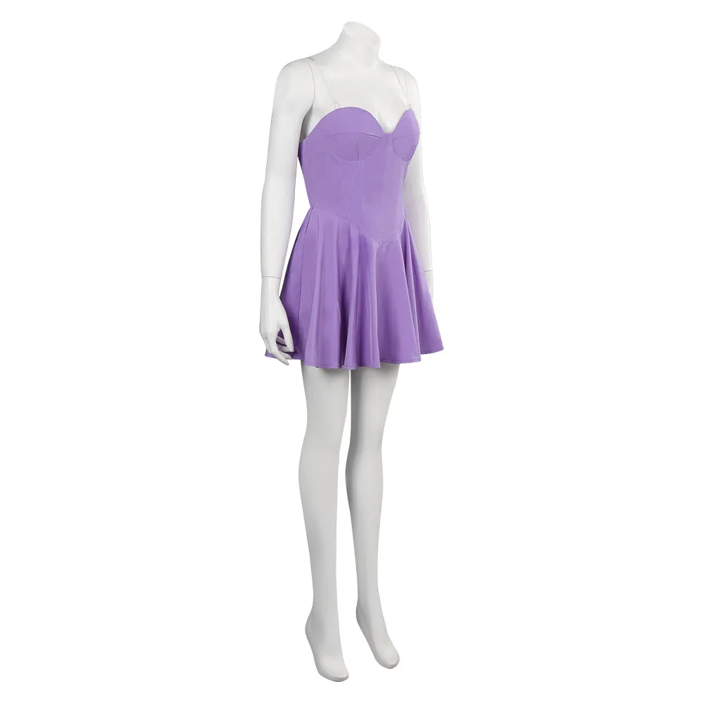 Barbie 2023 The Writer Barbie Purple Dress Cosplay Costume Halloween Carnival Suit