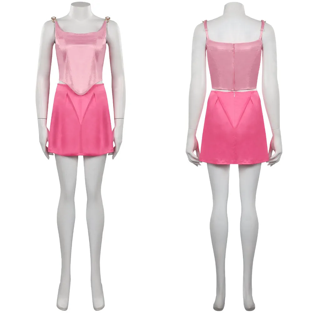 Barbie Margot Robbie Cosplay Costume Suspender Split Skirt Outfits Halloween Carnival Suit