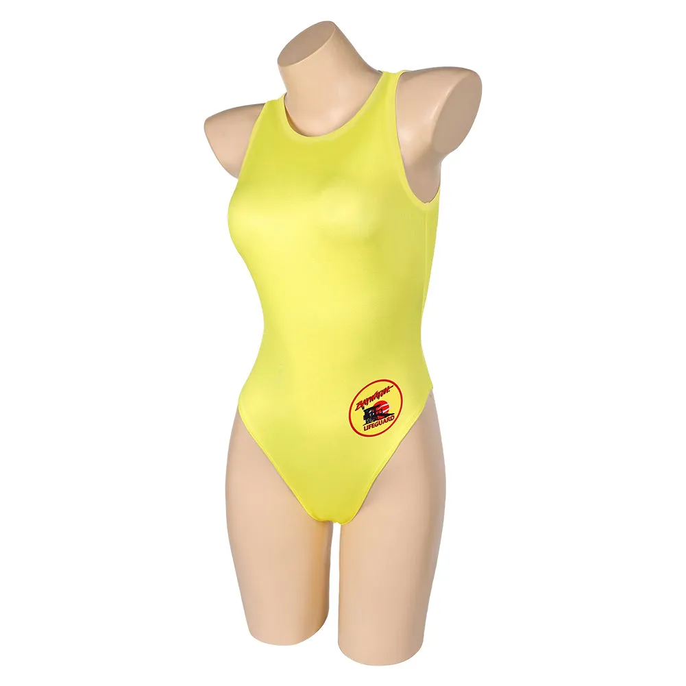 Baywatch Yellow One Piece Swimsuit Swimwear Cosplay Costume Outfits