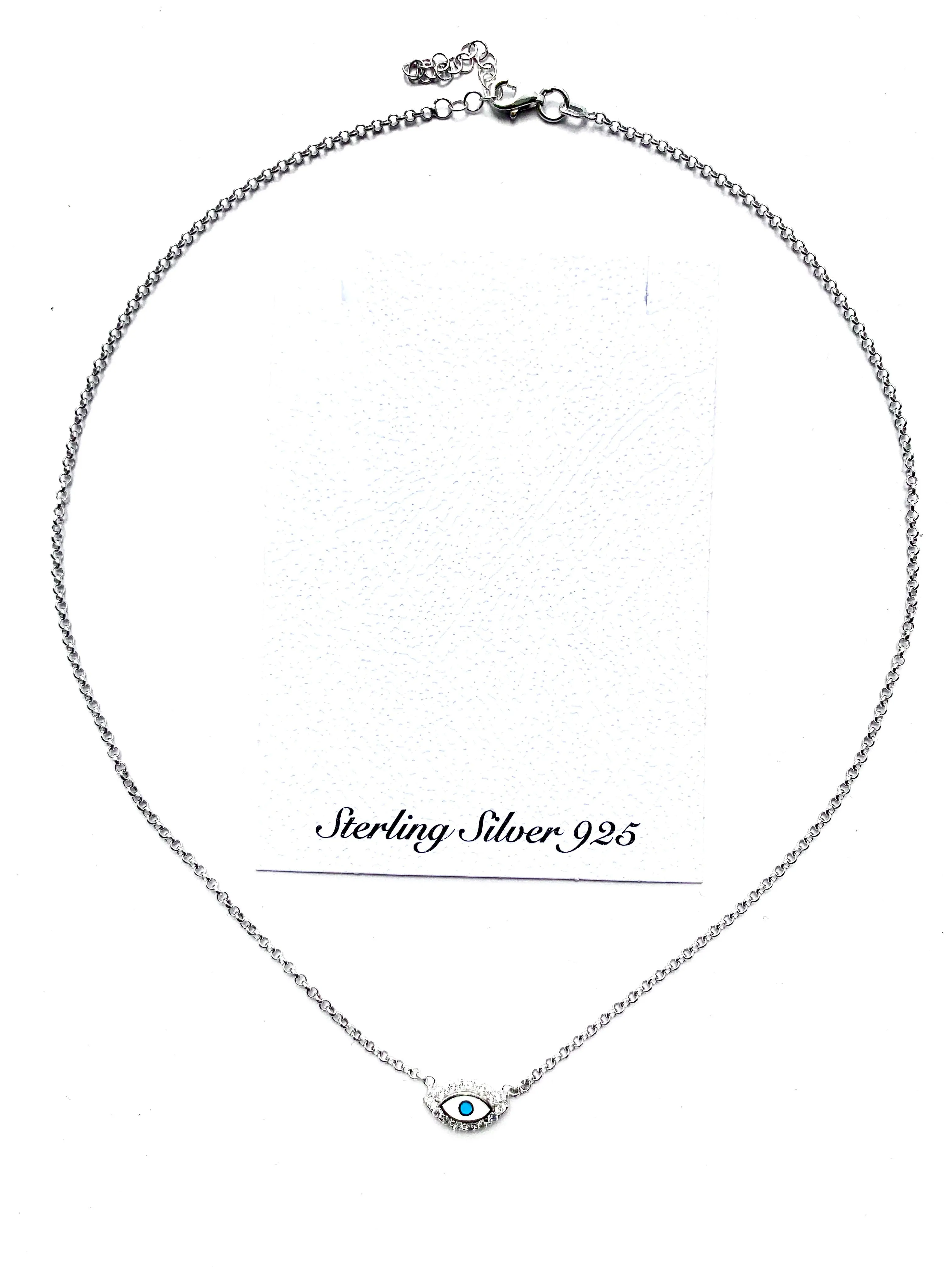 BDV 2  PC TURKISH EYE SILVER CHAIN NECKLACE