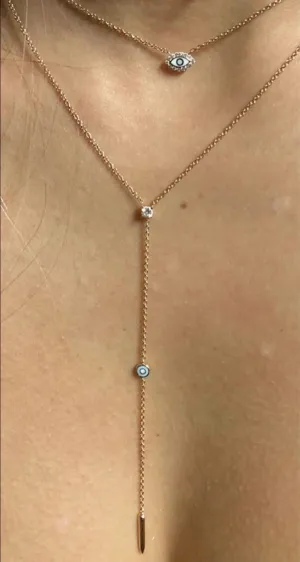 BDV 2  PC TURKISH EYE SILVER CHAIN NECKLACE
