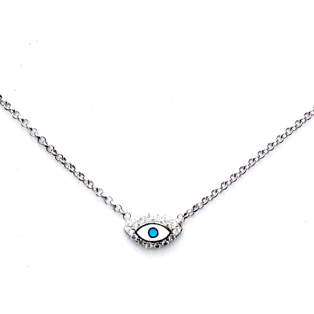 BDV 2  PC TURKISH EYE SILVER CHAIN NECKLACE